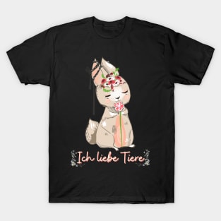 Hase Schleife Liebe Tiere Prinzessin Blumen Süß T-Shirt